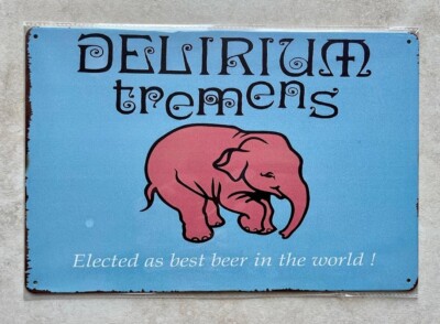 DELIRIUM TREMENS BELGIAN CRAFT BEER ALE BLECHSCHILD MANN HÖHLE BAR 20x30cm