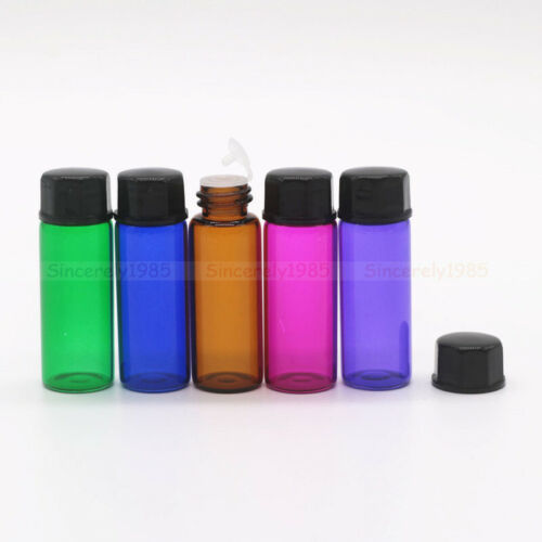 Up to 100 5ml Glass Orifice Reducer Bottle Sample Dram Drop Vials Essential Oils - Picture 1 of 13