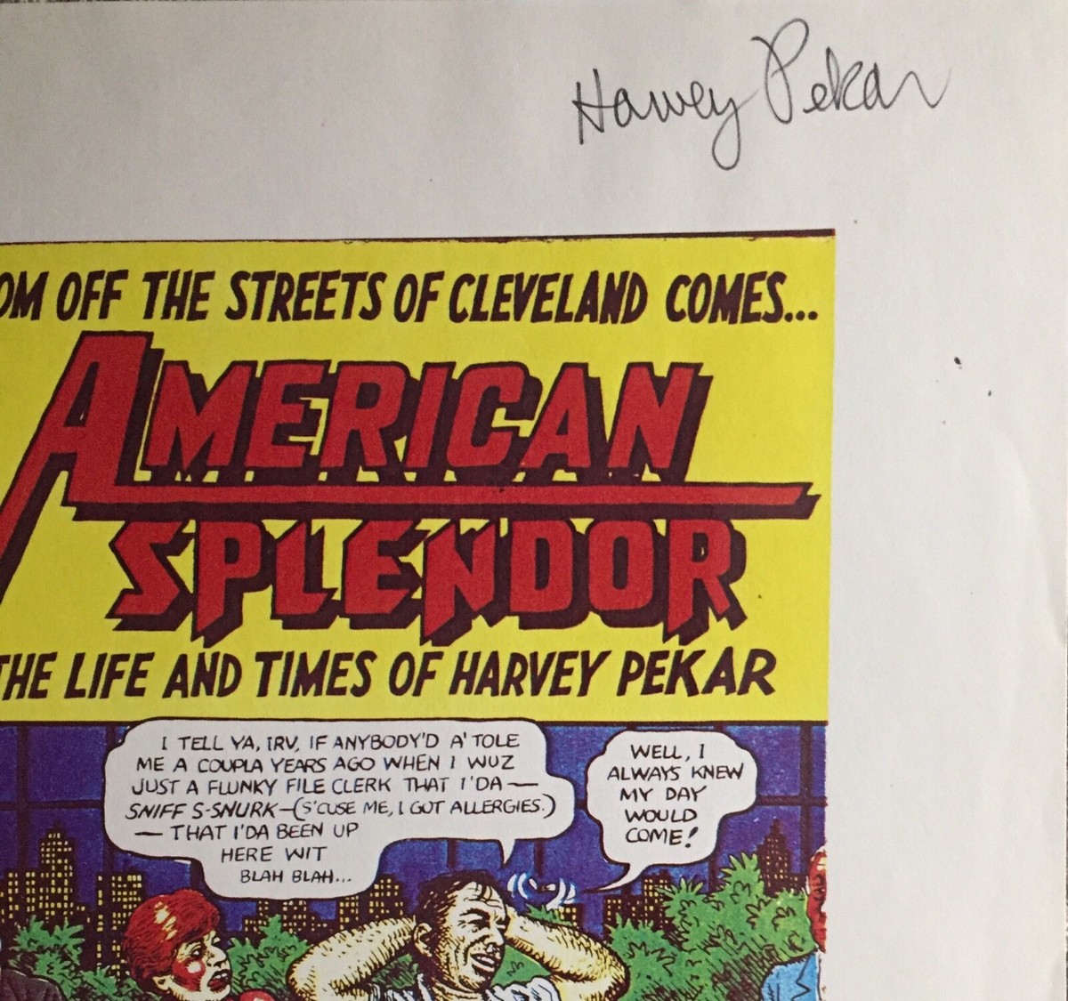 HARVEY PEKAR—SIGNED Color Print of American Splendor Cover-Comic