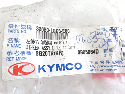 nos Genuine Kymco Sento 100 4T EURO III LEFT REAR TURN SIGNAL 33650-LGE3-E00 - Picture 6 of 8