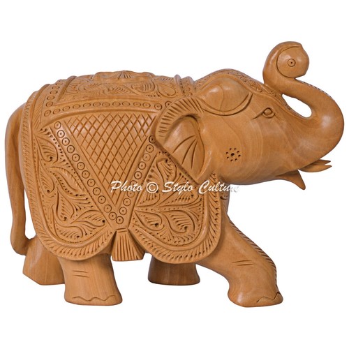 IndianWoodenElephantStatueHandCarvedSculptureLivingElephantFigurine eBay
