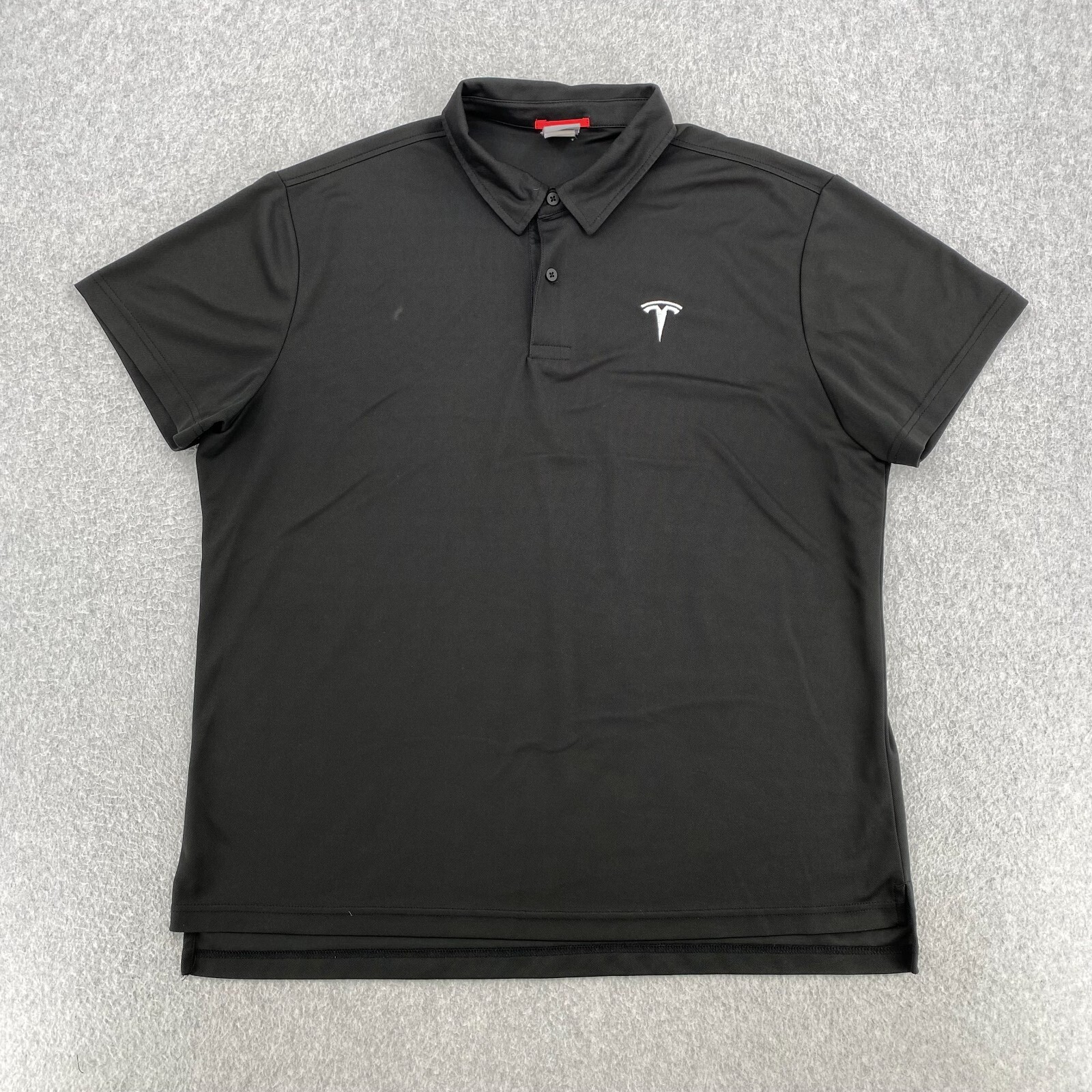 TESLA Shirt Men's XXL Solid Black Short Sleeve Classic Logo Electric Vehicle