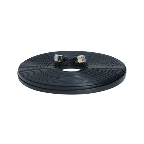 50FT CAT7 CAT 7 Flat Cable Shielded U/FTP LAN RJ45 Internet Router Patch Black - Picture 3 of 4