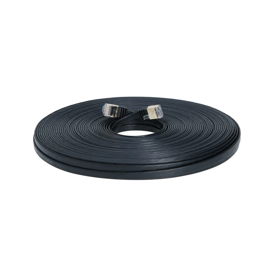 100FT CAT7 CAT 7 Flat Cable Shielded U/FTP LAN RJ45 Internet Router Patch Black - Image 3 of 4
