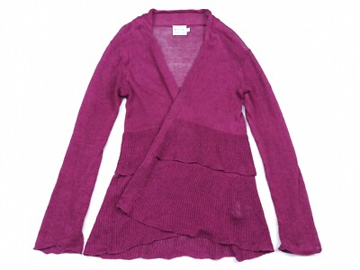 Masai Damen Offene Strickjacke Größe L Pink Leinen Blend Strick Lagig Wrap Pulli