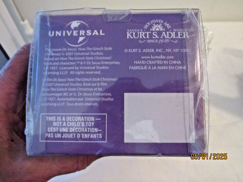 Kurt Adler HOW THE GRINCH STOLE CHRISTMAS Ornament-Standing,Arms Crossed w/ Box - Picture 3 of 3