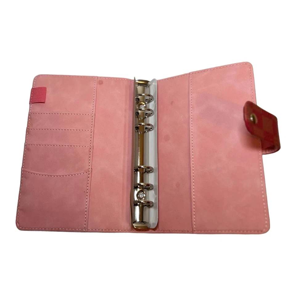 PU Leather Notebook A6 Ring Binder Budget Planner Organizer Cover Pockets Red - Image 3 of 3