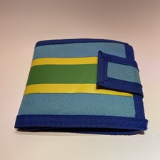 Melissa  Doug Kids Green Blue Yellow Striped Pretend To Spend Wallet Clean