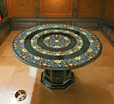 48 '' Semi Precious Edelsteine Inlay Ess Table Top Blumen Kunst Meeting Desk