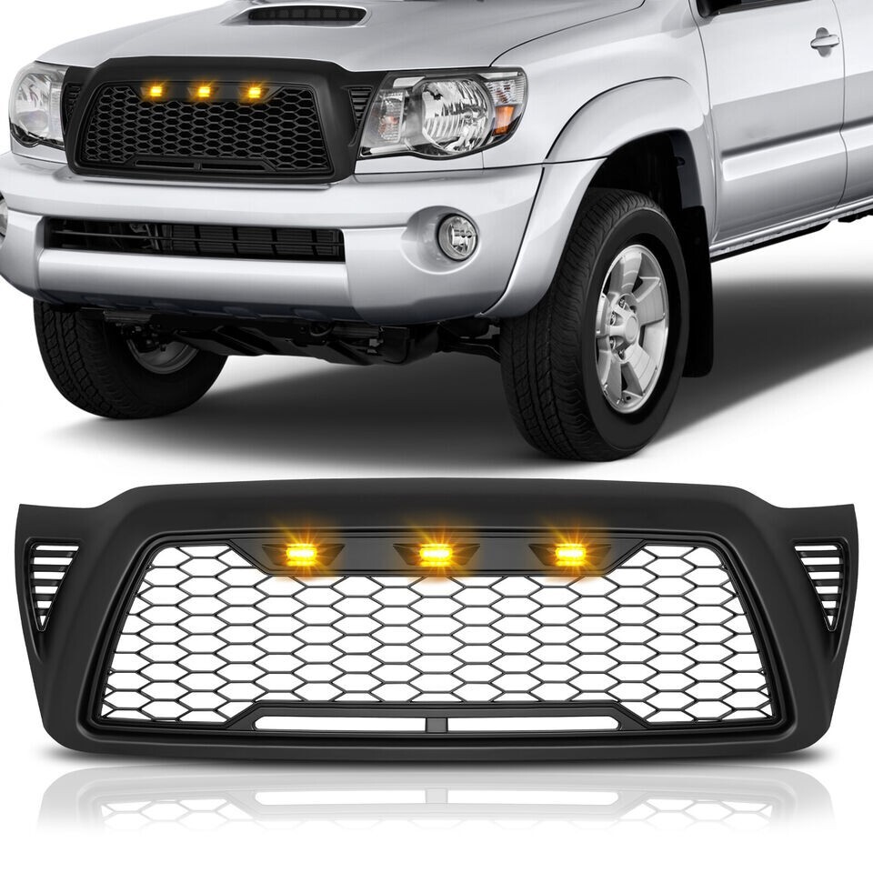 Front Bumper Upper Grille Grill For For 2005-2011 Toyota Tacoma w/ LED & Wiring