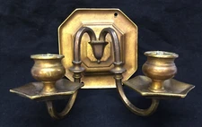 Antique Brass Light Fixture Sconce 2 Arms Candelabra for Part Repair Restore