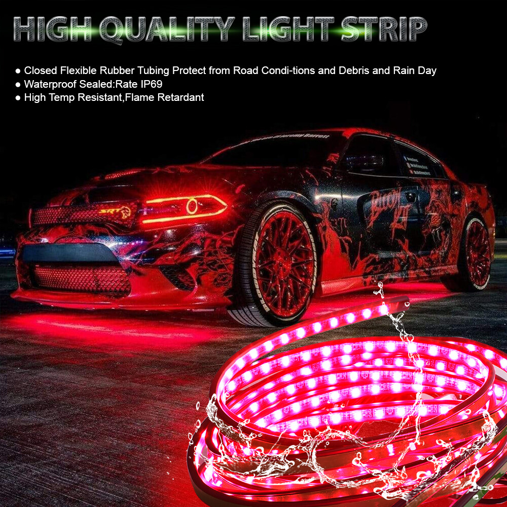 6PC RGB LED Strip Under Car Tube Underglow Underbody System Neon Light