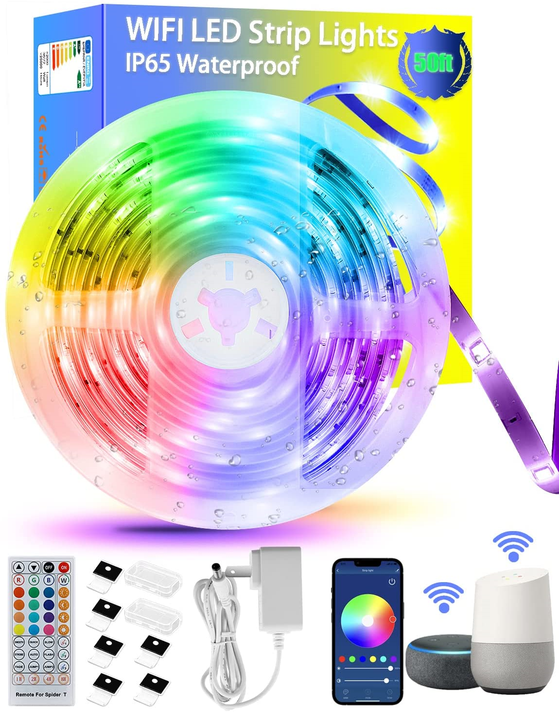 Waterproof Led Strip Lights 50ft, Tendist WiFi Outdoor Led Light Strips  Compatib | eBay