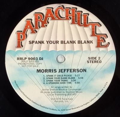 Morris Jefferson: Spank Your Blank Blank Lp PROMO W/INSERT!! | eBay