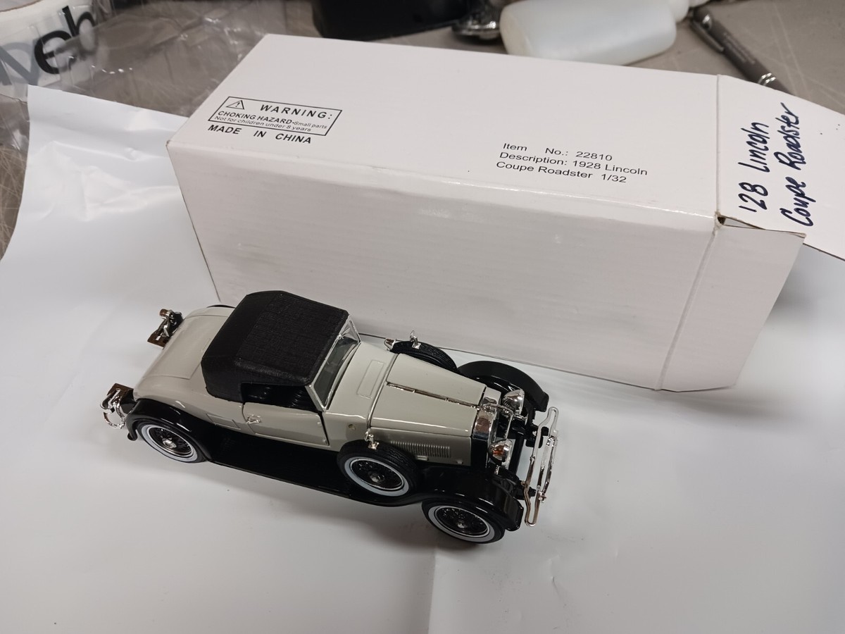 1928 Lincoln Coupe Roadster Arko Scale Gray Black Die Cast 1