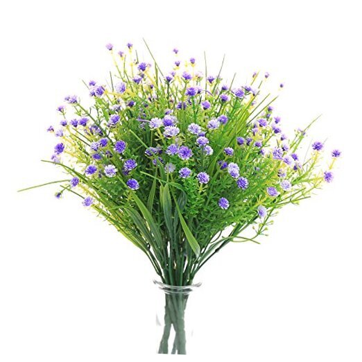 Artificial Flowers Babysbreath Fake Water Plants Bouquet 6 Bundle 6 pcs Purple