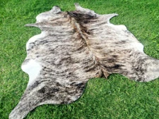 MAKE OFFER !! LARGE BRINDLE GRAY Cowhide Rug natural Cowhides Cow Hide Skin RT