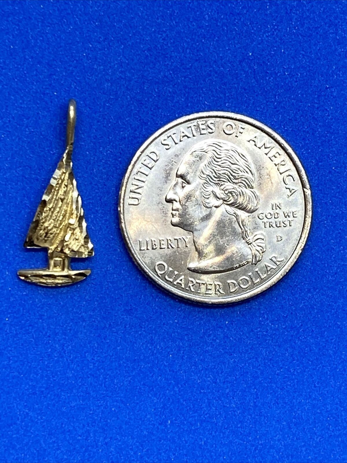 14K Yellow Gold Sail Boat Charm or Pendant - image 5