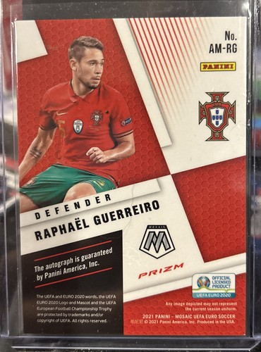 2021 PANINI MOSAIC UEFA EURO AUTO MOSAIC PRIZM RAPHAEL GUERREIRO AUTO PORTUGAL - Picture 2 of 2