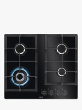 Image of AEG HKB64420NB Gas Hob on Glass 60cm Flamelight 4 Burner in Black