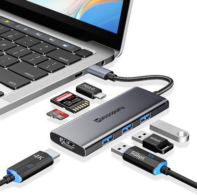 Minisopuru 7-in-1 USB-C Hub Dock 4K HDMI SD/TF USB 3.0 PD Adapter MacBook iPad