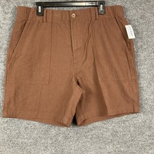 Old Navy Mens Large Brown 7" Inseam Relaxed Elastic Waist Pocket Shorts NWT