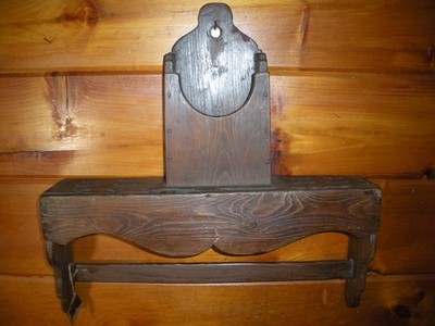 Vintage Primitive Wooden Kitchen Utensils SHELF / Super Early Primitive