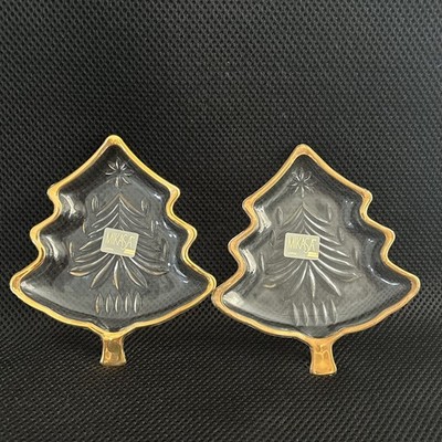 MIKASA YULETIDE TREE GOLD DISH 5'' CHRISTMAS TREE MINI SWEET DISH -NIB  set of 2 
