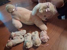 Vintage 1991 Hasbro Puppy Surprise mom dog with her baby puppies - 5 Puppies