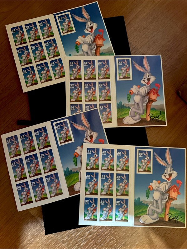 1997 Bugs Bunny 4 Panes of 10 Stamps each. Never Hinged.