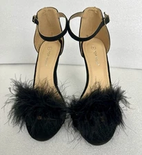 TOP Moda Women's High Heels Black Fur size 7 super cute!