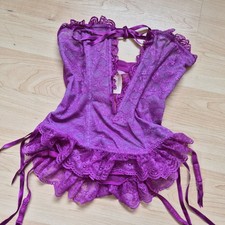 NWT Vintage 2004 Victoria's Secret Strapless Bustier Corset Bra Garters Purple M