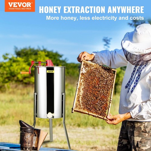 VEVOR 3 Frame Honey Extractor Stainless Steel Manual Beekeeping w/ Stand - Picture 8 of 9