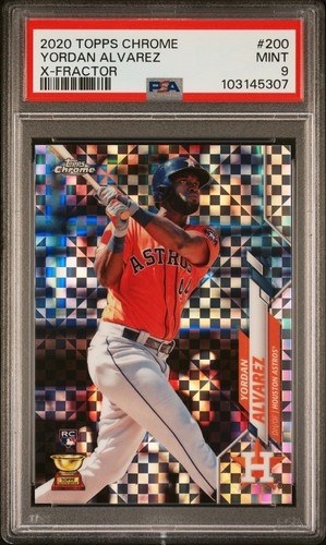 2020 TOPPS CHROME X-FRACTOR #200 YORDAN ALVAREZ ROOKIE RC PSA 9