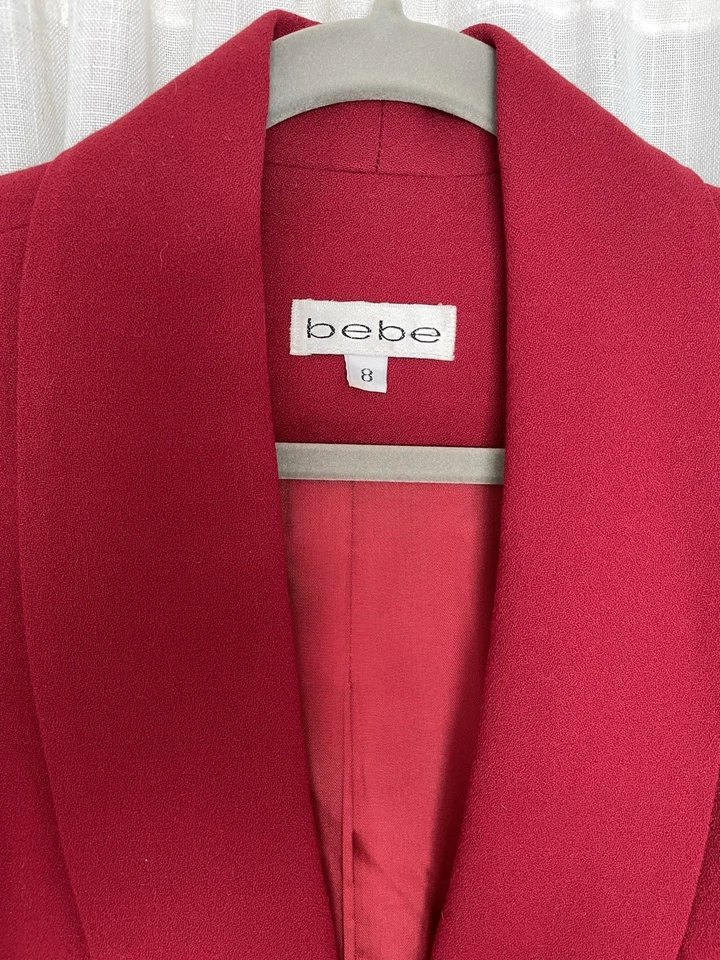 Blazer rojo vintage Bebe hecho en EE. UU. 100 % lana 💄 talla 8/M Foto 3 de 4
