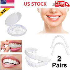 2X Smile Snap On Upper Lower False Teeth Dental Veneers Denture Tooth Cover Set