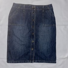 Crazy Horse Skirt Midi Denim Y2K Jean Pockets 100 Cotton Button Front Sz 12