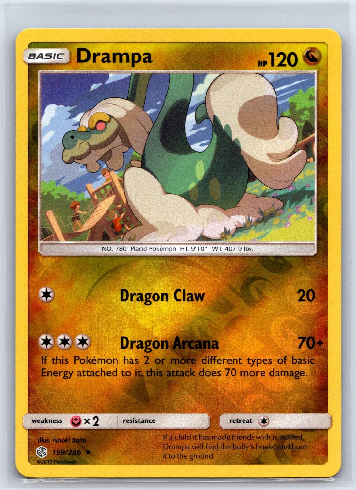 Drampa 159/236 Rare Cosmic Eclipse Pokemon Reverse Holo NM/M 611c-47