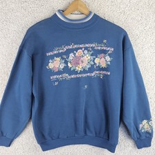 Vintage Morning Sun Floral Bees Pollinating Flowers Sweatshirt Womens Medium 90s