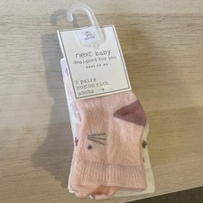 NEXT Baby Girl Cotton Rich Socks 3-6 months 5 Pairs pink floral bunnies BNWT
