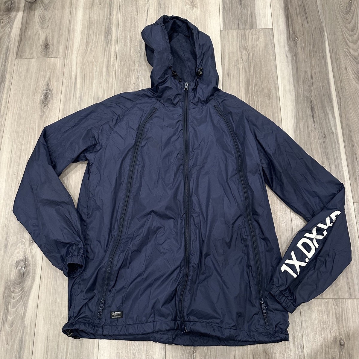 10 Deep Triple Zip Shell Jacket Blue Navy Size XXL Hiking Active