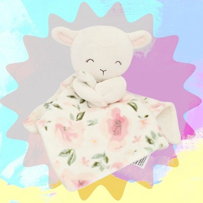 Modern Moments Gerber Ivory Sheep Lovey Security Baby Blanket Pink Floral Plush