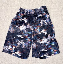 Under Armour Boys Size YMD Black Graphic Gym Shorts Heat Gear Pockets