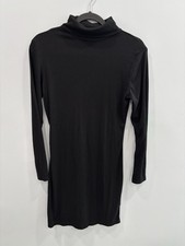 Lulus Black Ribbed Cowl Neck Bodycon Dress Long Sleeve Stretch Womens Soft