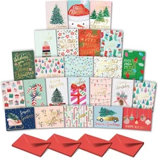 Holiday Greeting Cards – Set of 24 Boxed Christmas Cards wit