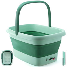 Collapsible Foot Bath Basin for Soaking Feet,Pedicure Foot Spa, Foot Tub with Ha