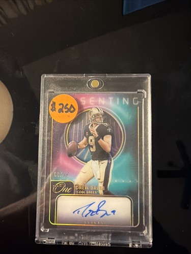 DREW BREES 2023 Panini One #199 Presenting Cool Brees GOLD Auto 8/10 - Saints
