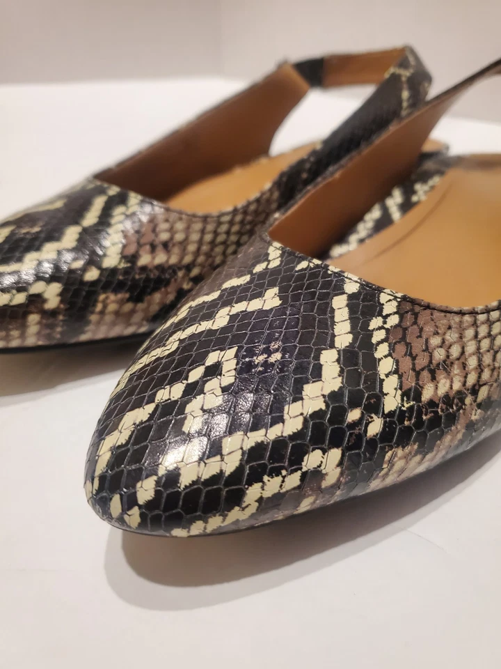 Zapatos Vionic con cordones planos para mujer 10 de jade de piel de serpiente punta hebilla cuero Foto 3 de 4