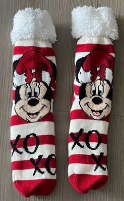 Disney Minnie Mouse Weihnachts Stoppersocken mit Flausch Umschlag - Gr 39-42 Rot