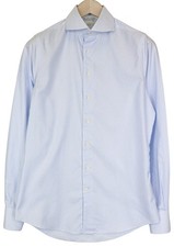 SUITSUPPLY Men's Formal Shirt 37/14 1/2 Extra Slim Light Blue Cotton Striped 